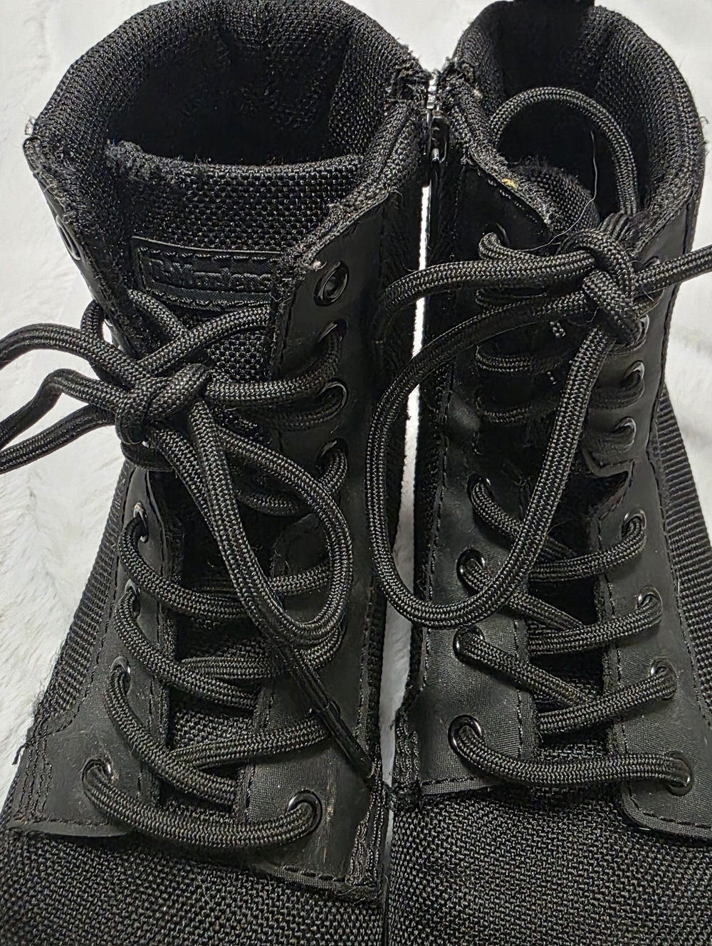 Dr Martens big kid size 2 black canvas Combs Junior lace up combat boots Unisex - Picture 8 of 16